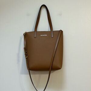 MICHAEL MICHAEL KORS Hayley Large Convertible Tote Tan Leather Crossbody